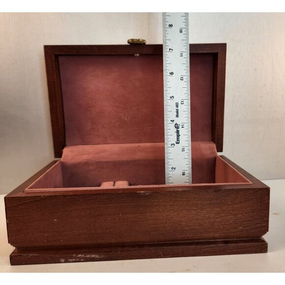 Thill’s Jewel Box Wooden Jewelry Organizer Vintage Brown W/ Pink Lining Storage - Picture 4 of 16